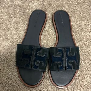 Tory Burch Navy Slides Size 10